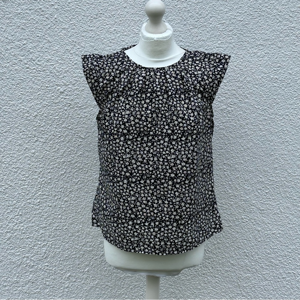 PEACOCKS Black Floral Blouse Size 12 - Picture 1 of 12